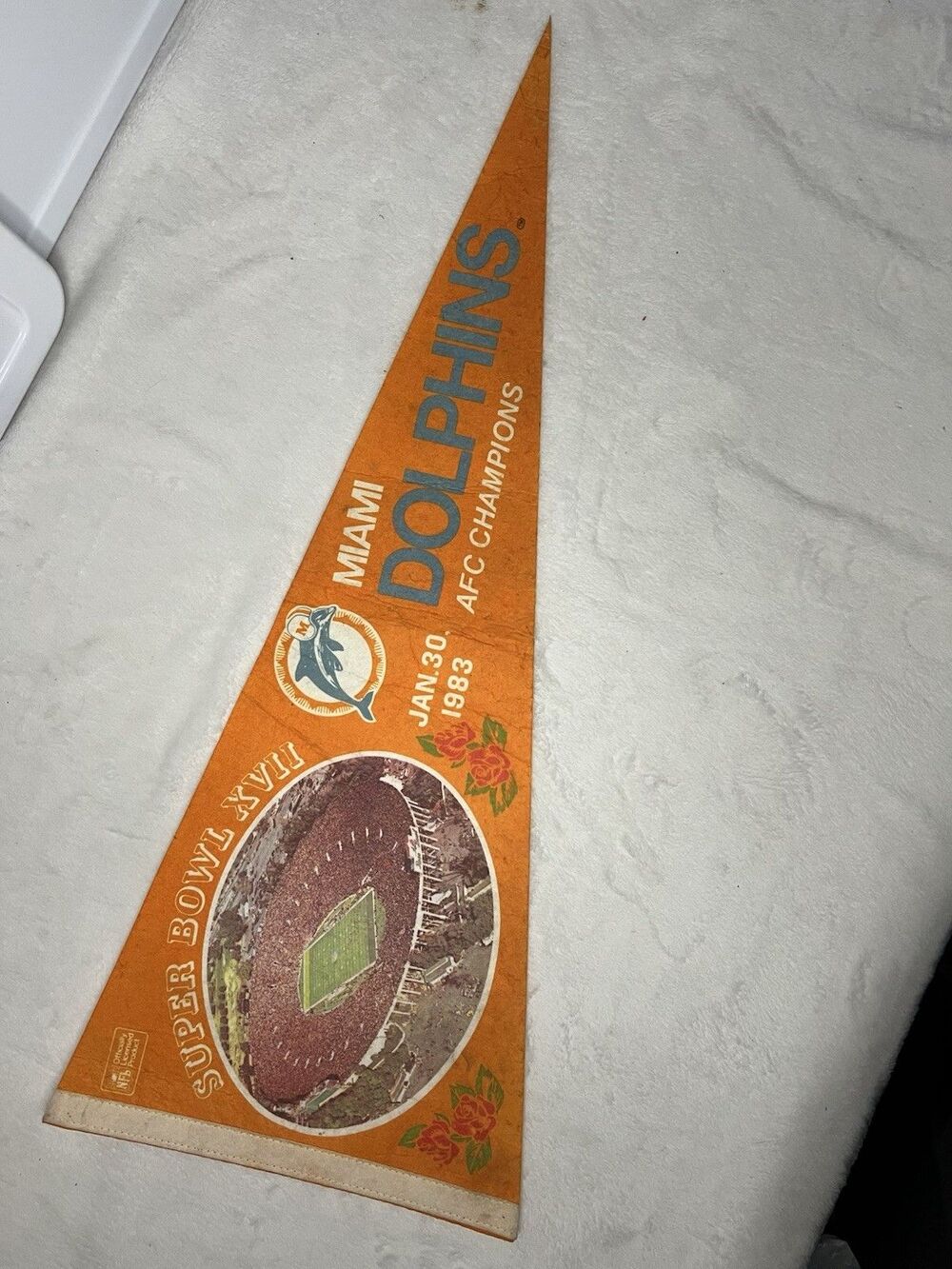 VTG NFL Miami Dolphins Vintage AFC Champions 1983 Super Bowl 15 XVII Pennant